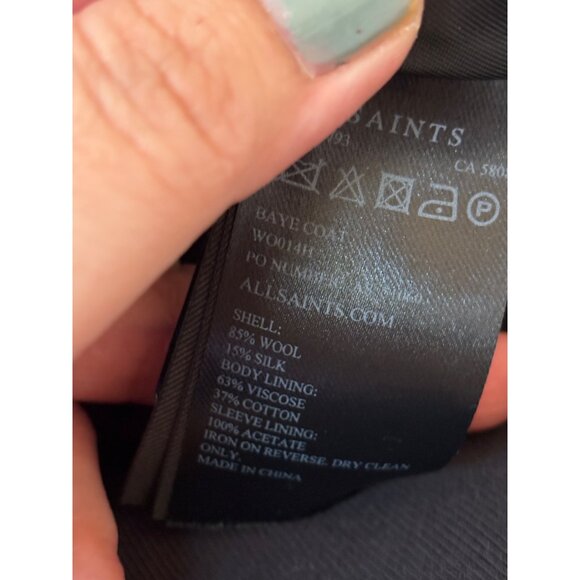 AllSaints Womens Baye Wool Blend Double-Breasted Coat Gold Buttons US 4 UK 8 - Picture 13 of 15